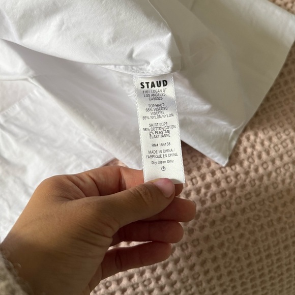 STAUD Wells Dress White Maxi Ribbed Tank Cotton Poplin Skirt XS NWOT - Picture 6 of 7